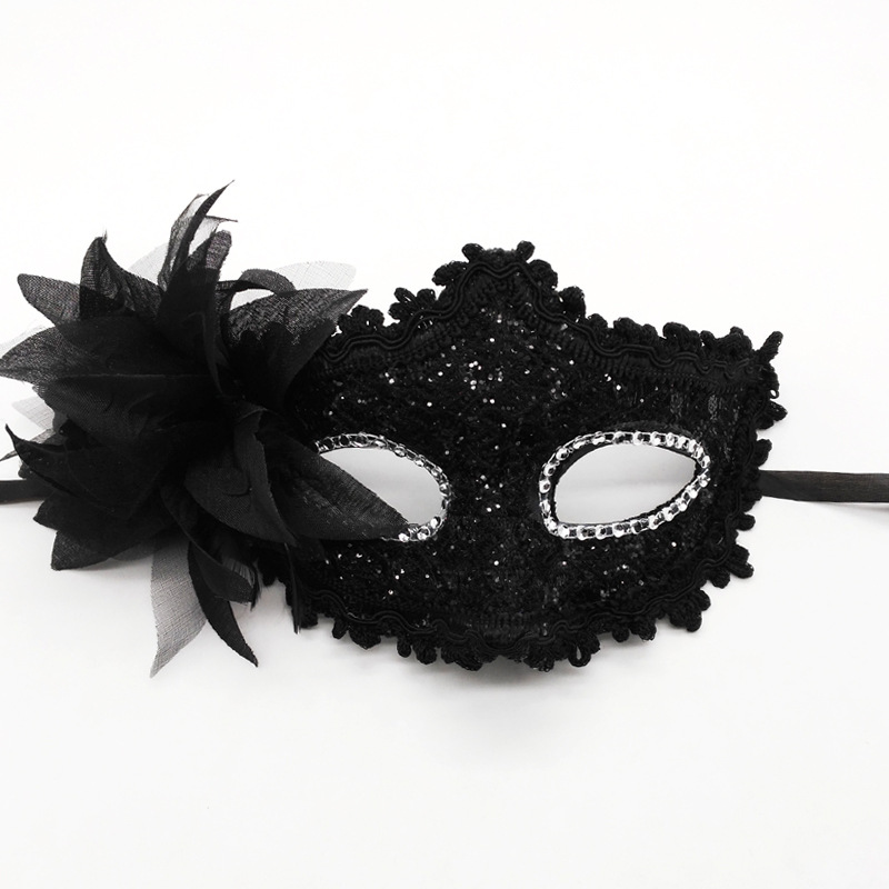 Venice Halloween Mask Beautiful Side Flower Rose Lace Mask Masquerade Party Blindfold Mask Suit