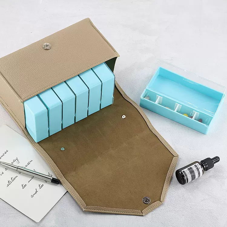 分格医用便携保健可拆收纳盒子多功能套装pu包包批发一周旅行药盒