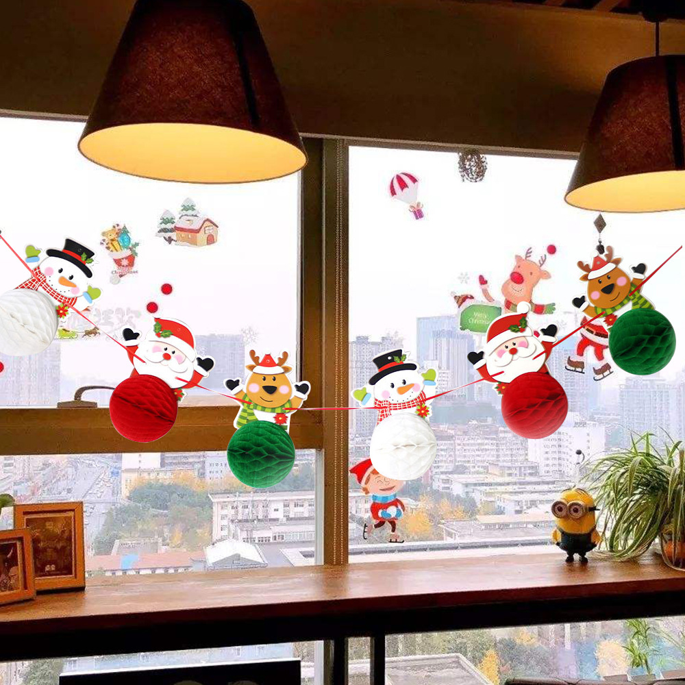 Christmas Honeycomb Ball Hanging Flag Christmas Shopping Mall Party Honeycomb Ball Hanging Flag Decorative Atmosphere