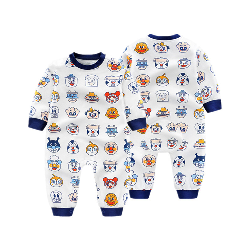 Cross-Border Children's Long-Sleeved One-Piece Romper Autumn Cartoon Pure Cotton One Month Old One Hundred Days Old Baby Clothes Cute Romper