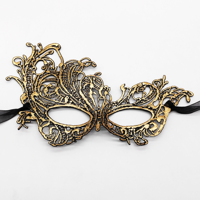 Exclusive for Cross-Border Bronzing Thickened Lace Mask Party Half Face Halloween Masquerade Sexy Sexy Eye Mask