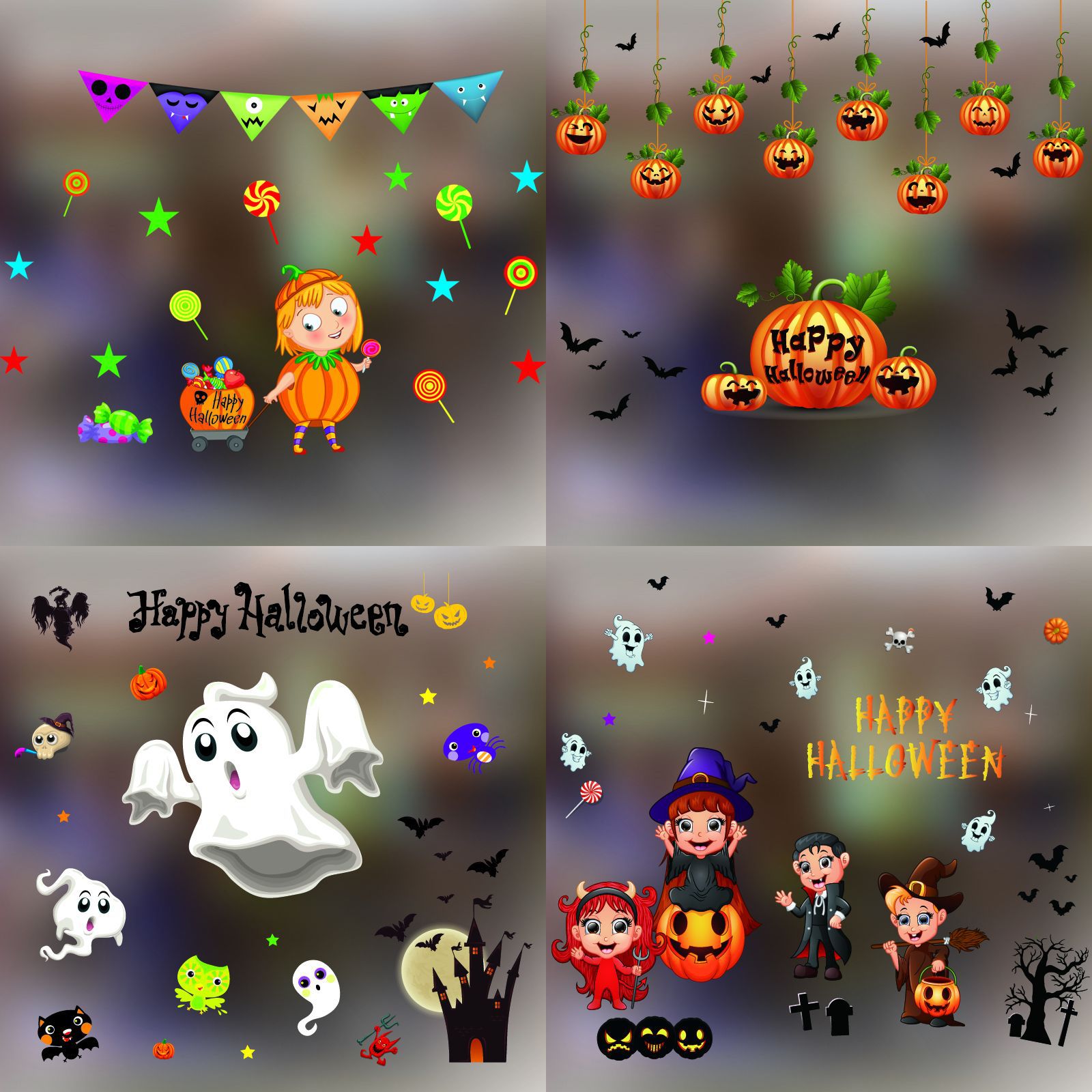 Halloween Decoration Kindergarten Stickers Glass Door Stickers Window Flower Shop Mall Bar Layout Decoration Supplies