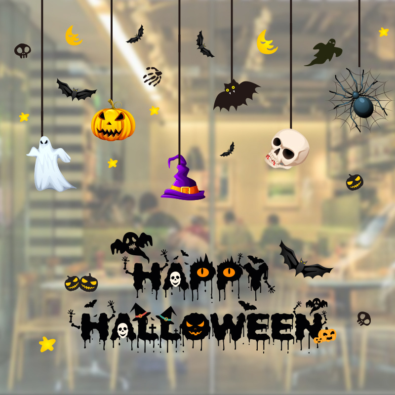 Halloween Decoration Electrostatic Stickers Glass Door Stickers Window Flower Shop Mall Bar Layout Decoration Supplies