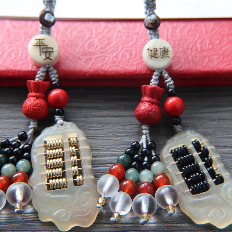 天然羊角算盘钥匙扣 汽车挂件朱砂钱袋 配饰配珠象牙果 钥匙扣