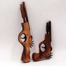 木头枪打皮筋手制枪小双管木枪木制手枪儿童玩具工艺礼品批发