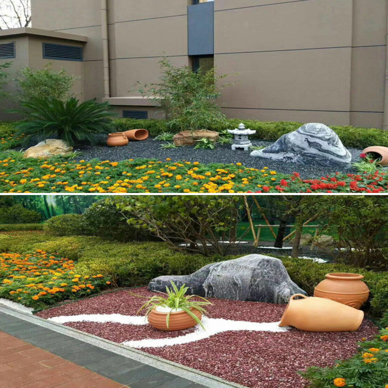 雪浪石切片组合泰山石天然景观石头 庭院枯山水造景 禅意景墙造景