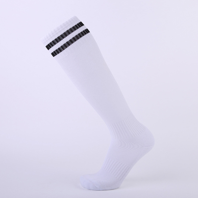 Temu Adult Non-Slip Soccer Socks Long Men's Towel Athletic Socks Children Student Two Bars Leisure Performance Socks