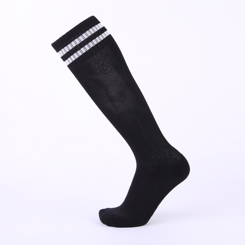 Temu Adult Non-Slip Soccer Socks Long Men's Towel Athletic Socks Children Student Two Bars Leisure Performance Socks