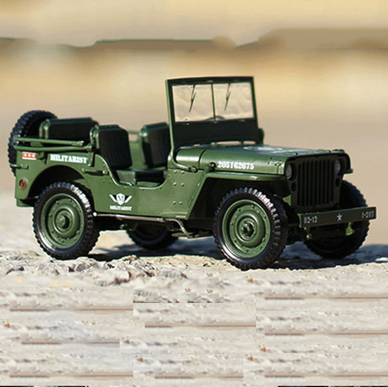 凯迪威合金军事模型1:18战术吉普车老式二战威利斯军车玩具汽车