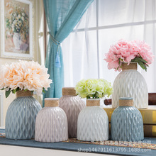 北欧创意家居摆件陶瓷花瓶客厅简约餐桌装饰插花满天星容器摆件