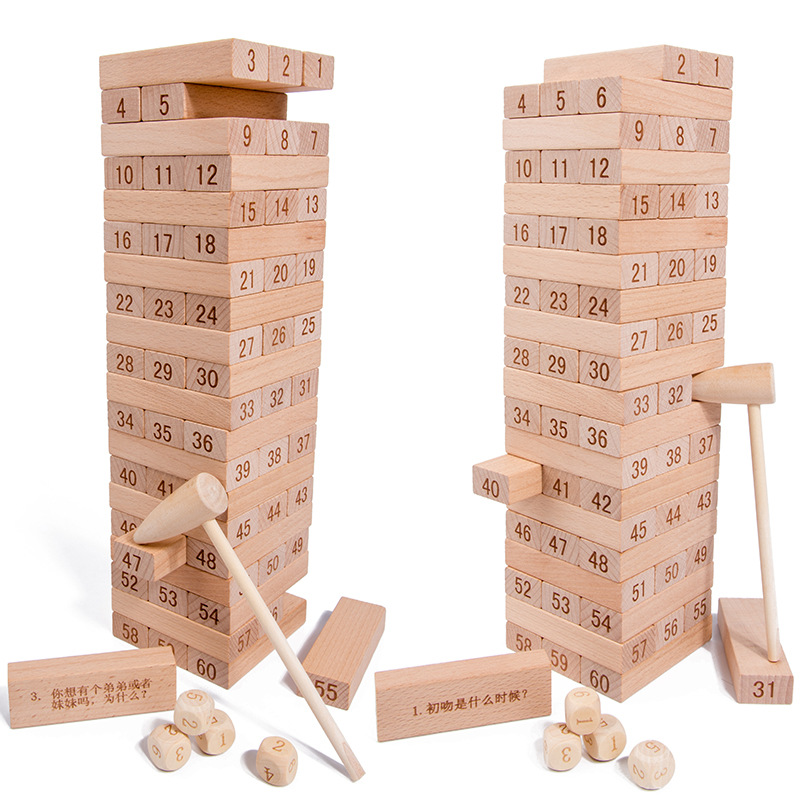 大叠叠乐积木3-7岁儿童益智类木质叠叠高积木幼儿园玩具外贸跨境
