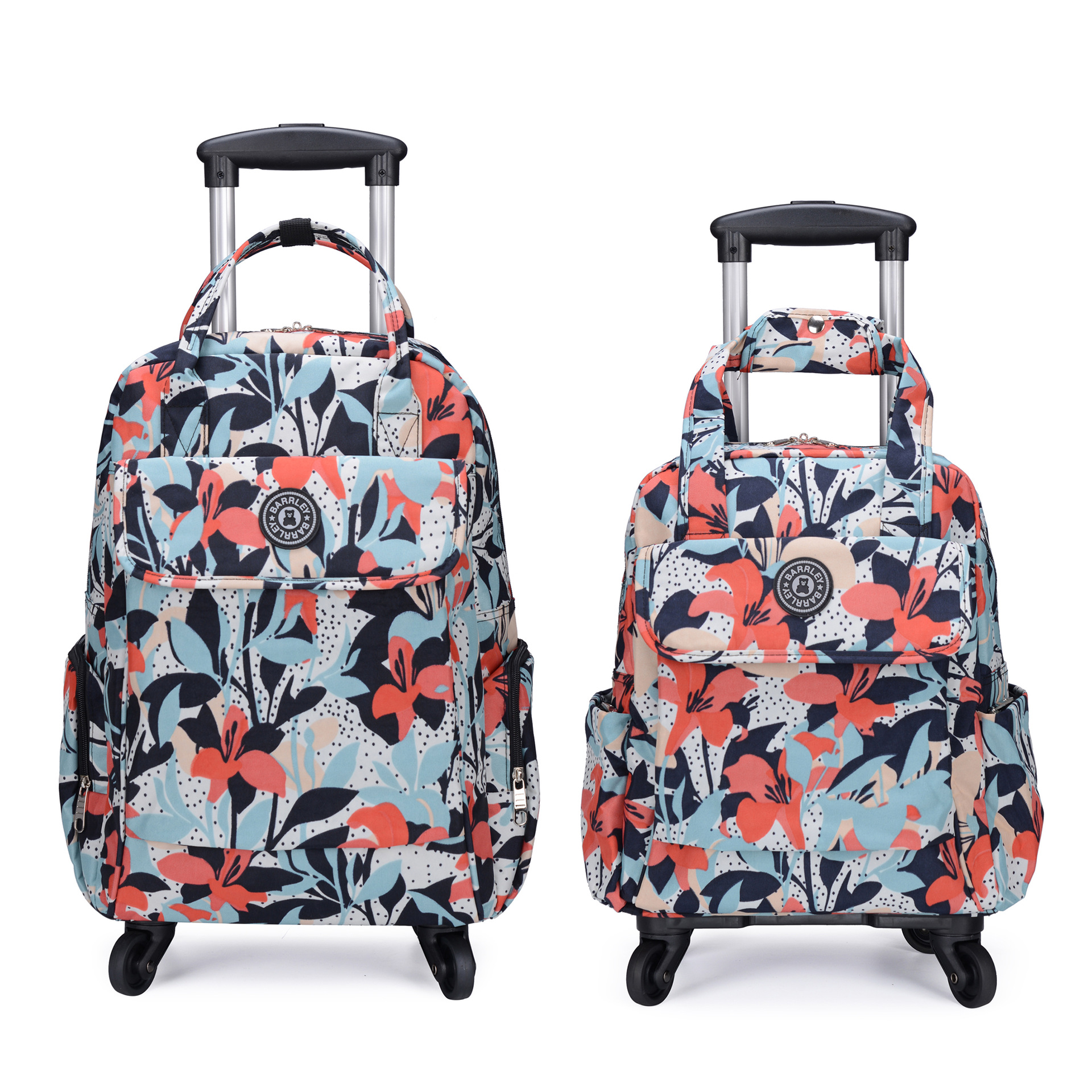 16寸万向轮折叠拉轩背包小清新印花行李箱女轻便手提旅行包女包