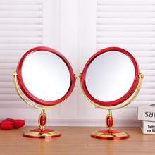 化妆镜台式双面便携镜新娘红色梳妆镜结婚镜子婚庆用品