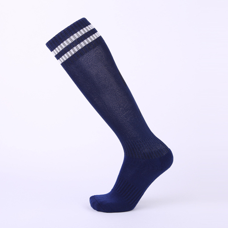 Temu Adult Non-Slip Soccer Socks Long Men's Towel Athletic Socks Children Student Two Bars Leisure Performance Socks