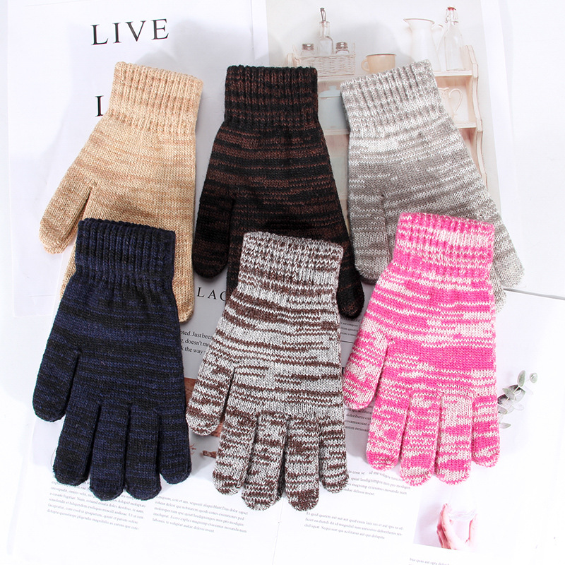 Gloves Men's Autumn and Winter Cold-Proof Warm Stall Economical Women's Knitted Wool Cycling Cycling Labor Protection Five Finger Wholesale