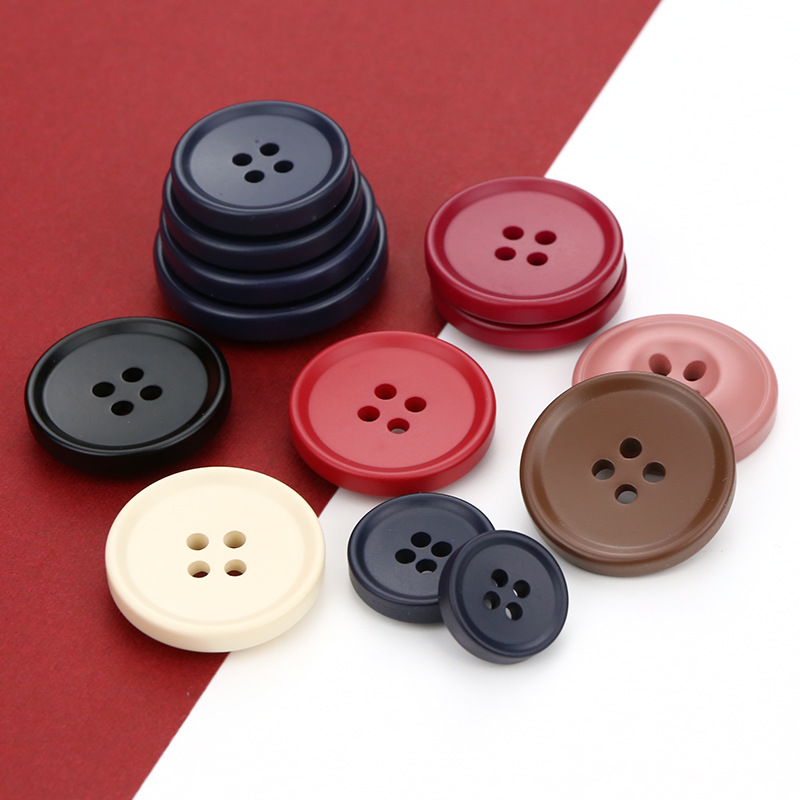 Color Resin Button round Four-Eye Button Clothes Sweater Windbreaker Suit Coat Solid Color Decorative Accessories Accessories