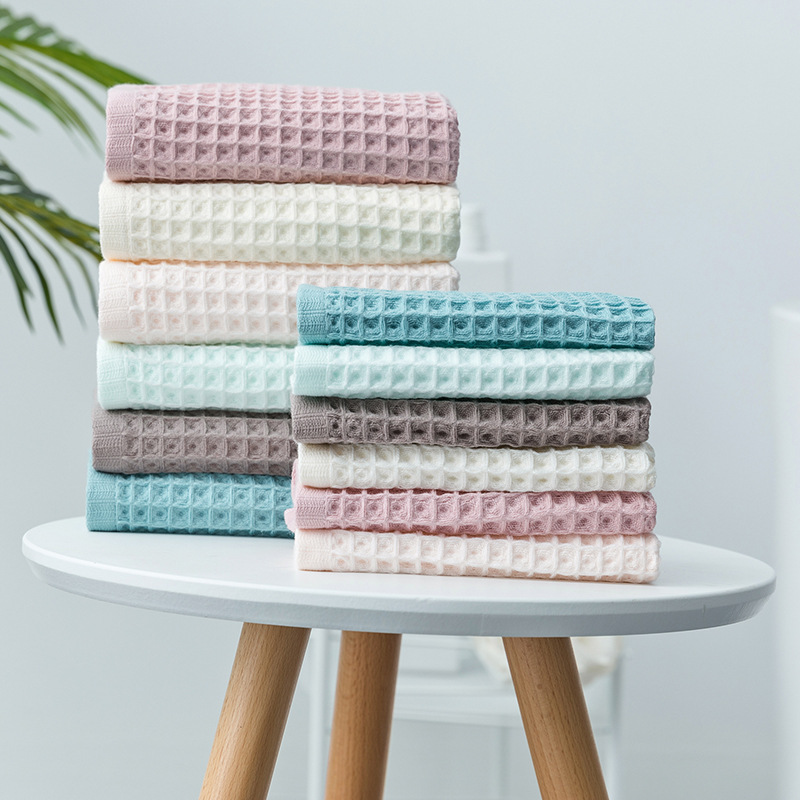 Square Towel Small Tower Rag Pure Cotton Waffle Square Towel 40-Strand Waffle Towelette Bath Towel Plain Square Towel