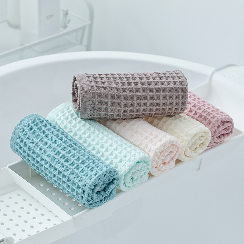 Square Towel Small Tower Rag Pure Cotton Waffle Square Towel 40-Strand Waffle Towelette Bath Towel Plain Square Towel