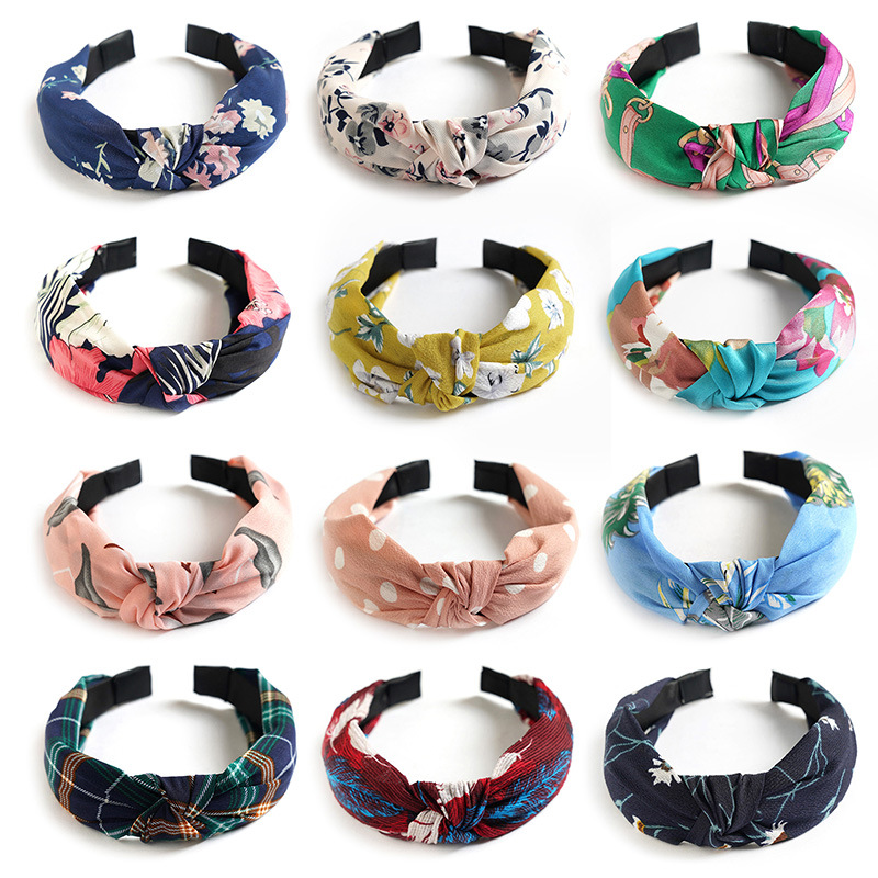 Cross-Border European and American Amazon Aliexpress Bohemian Headband Wide Edge Cross Knotted Headband Women's Hair Accessories Headdress