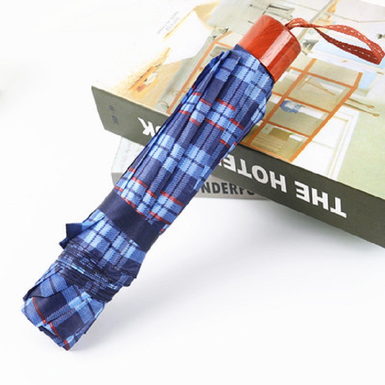 Umbrella Oversized Plaid Umbrella Three-Fold Ten-Bone Reinforced Folding Lightweight Sunny and Rainy Dual-Use Business Manufacturers Wholesale a Large Number