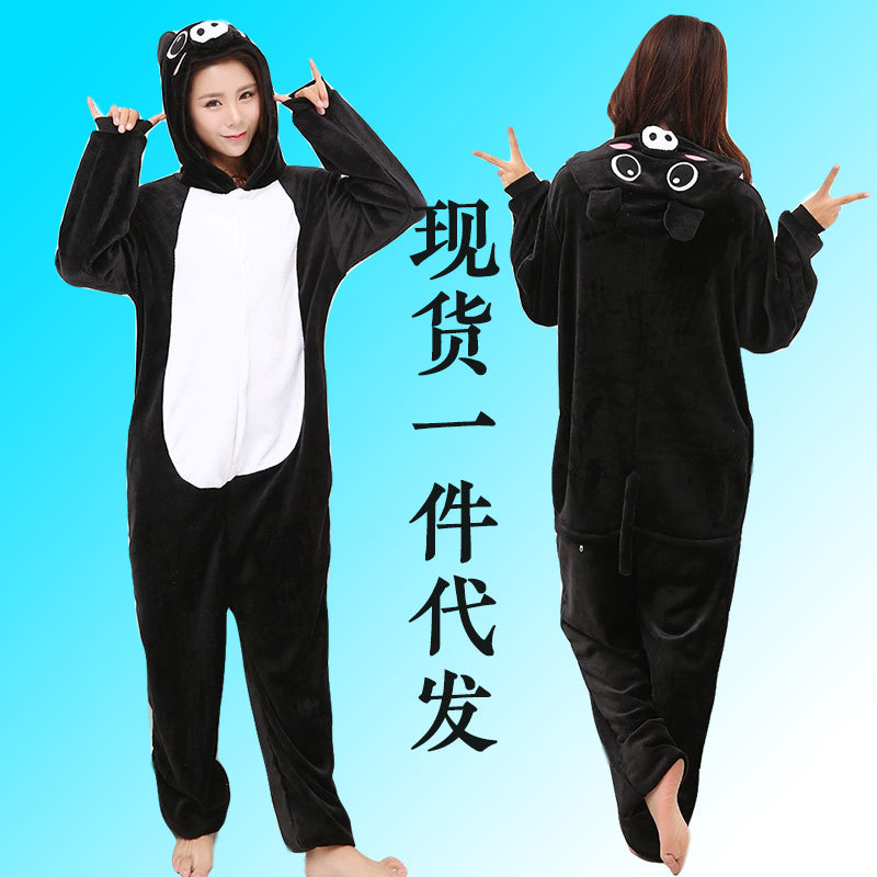 Flannel Cartoon One-Piece Animal Pajamas Tianma Clown Wukong Walrus Couple Performance Set Factory Wholesale