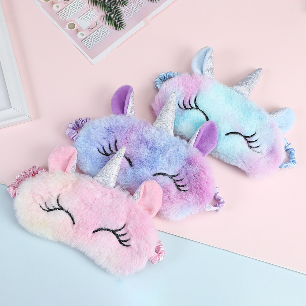 unicorn new cute plush shading eye mask unicorn girl cartoon colorful student sleeping eye mask female