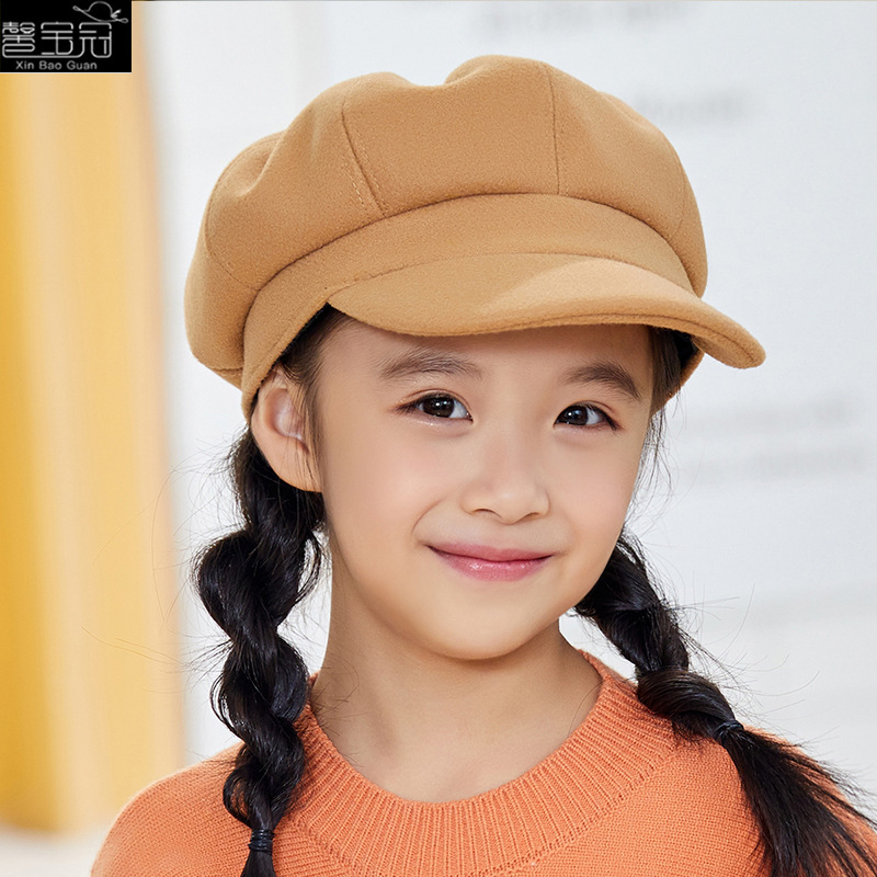 9423韩版儿童帽子女春秋八角帽鸭舌帽男宝宝女童小孩帽短檐贝雷帽