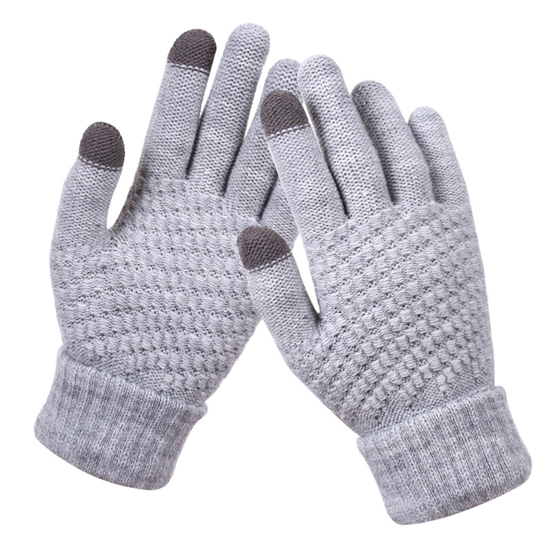 Touch Screen Gloves for Women Winter Knitting Fleece-lined Jacquard Thickened Non-Slip Warm Fashion Winter Gloves Factory Wholesale