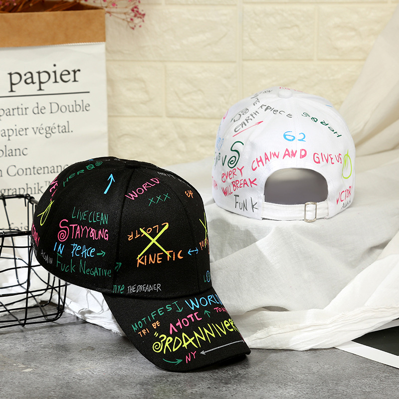 new korean peaked cap personalized graffiti baseball cap fashion printing baseball cap outdoor casual sun hat