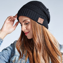 跨境新款无线蓝牙5.0音乐耳机帽子 冬季保暖防寒蓝牙针织帽批发