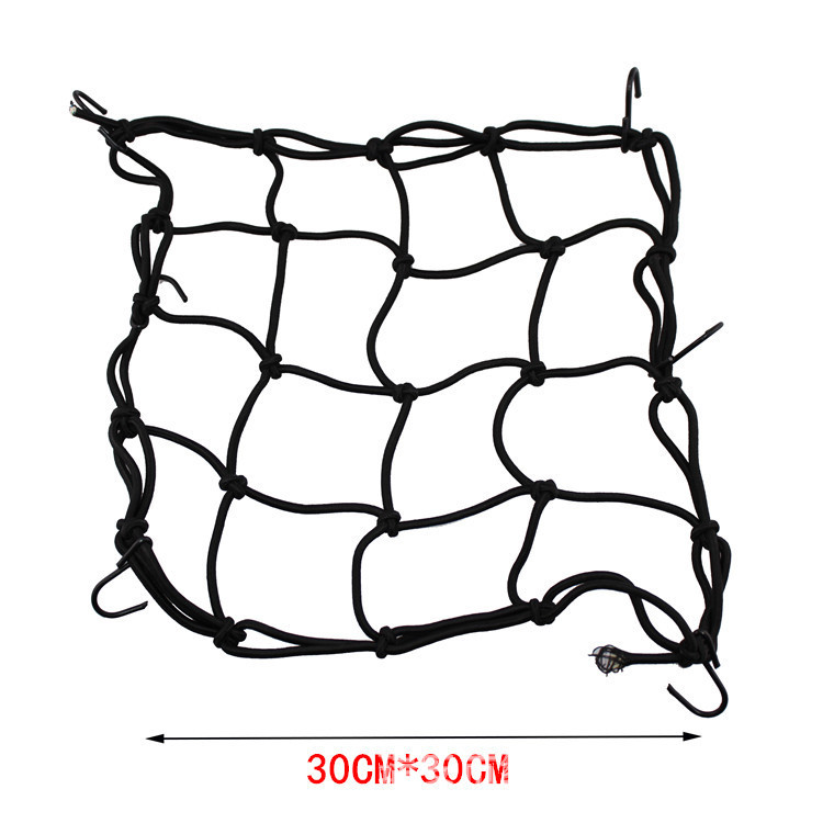 摩托车头盔网30x30cm 油箱网罩 改装尾箱固定绑带 电动车小网兜