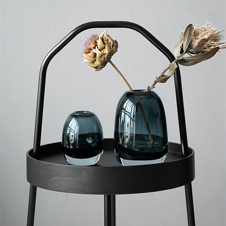 比利时设计轻奢厚重透明玻璃花瓶装饰水培工艺品家居装饰摆件