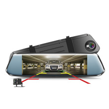新款7寸后视镜行车记录仪1080P星光触摸高清前后倒车影像一体机