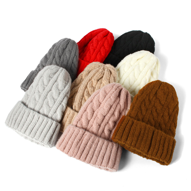 High-Profile Figure Twist Knitted Woolen Cap Women's Autumn and Winter Korean Fashion Ins Japanese Cute Beanie Hat Winter Hat