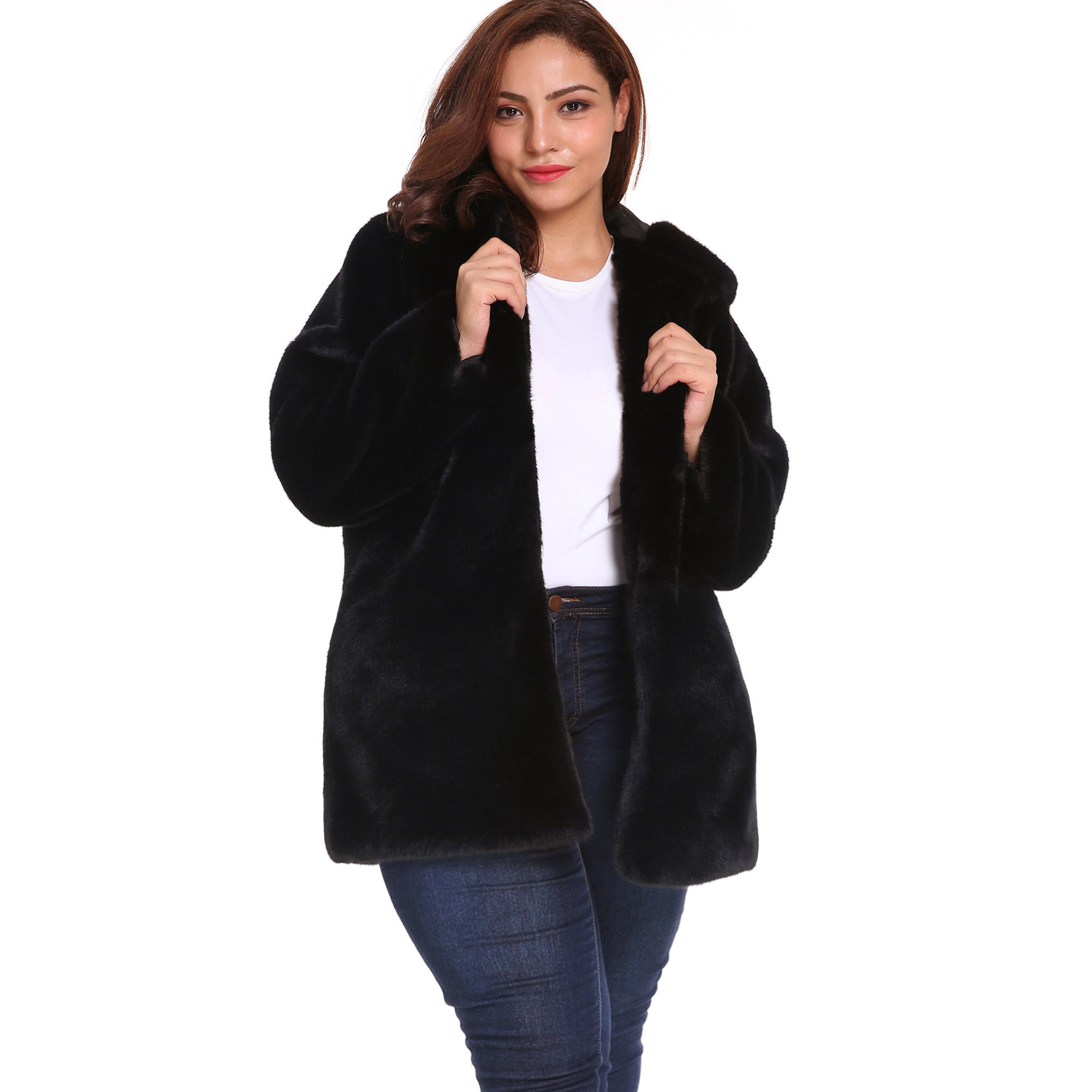 cjdmf0032欧美女装 秋冬新品新款仿皮草甩帽外套女上衣-阿里巴巴