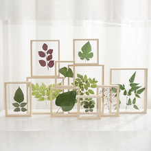 木质创意双面玻璃植物标本相框原木色立体画框透明木质相框