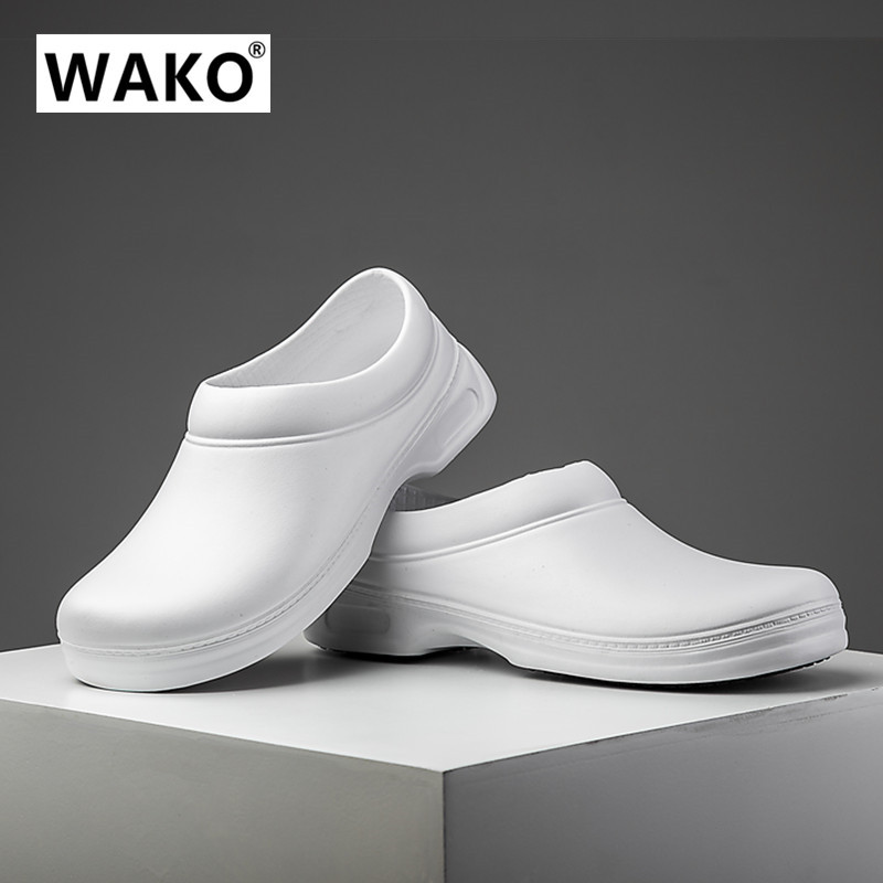 WAKO滑克食品厂工作鞋防滑防水防油鞋胶鞋男女雨鞋白色厨师EVA