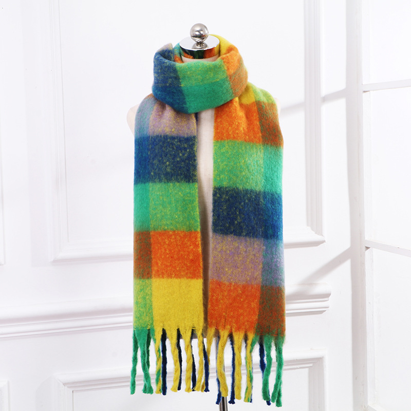 new autumn and winter ac british pid mohair scarf circle yarn color women‘s warm hot tassel shawl