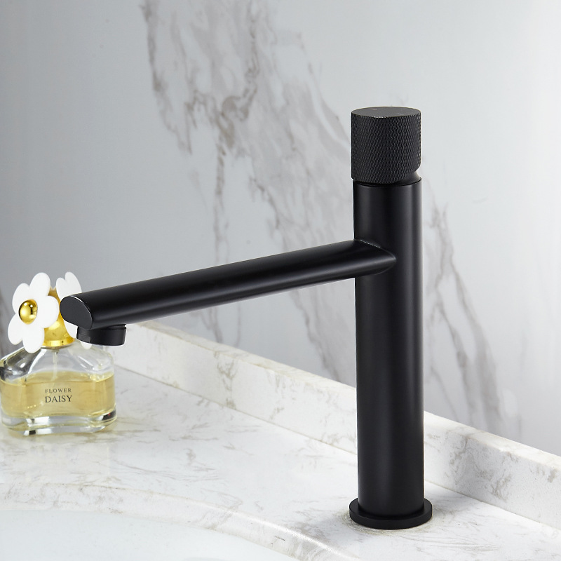 Nordic Light Luxury Brushed Gold Brass Drop-in Sink Wash Basin Copper Gold Heightened Black Hot and Cold Basin Faucet Water Tap