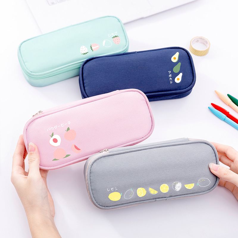 Simple Student Stationery Storage Ideas Stationery Box Oxford Cloth Fruit Pencil Case Large Capacity Pencil Case Advertising Wholesale