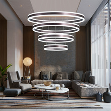 简约后现代铝材圆圈创意个性客厅书房餐厅卧室北欧灯具LED吊灯