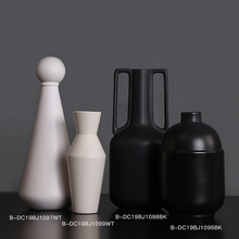 新品黑白陶瓷花瓶摆件 家居软装饰品 现代时尚陶瓷工艺品桌面花器