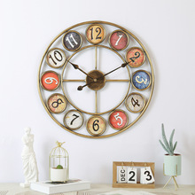 欧式复古数字钟表 铁艺圆形创意挂钟 家居客厅酒吧美发店装饰壁钟