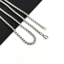 不锈钢方珍珠项链 3mm粗链钛钢饰品配链批发diy配件