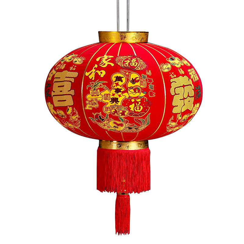 电商大红灯笼一件代发春节发泡厚植绒布金边大红灯笼过年宫灯义乌