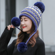 冬季帽子女韩版甜美可爱学生护耳帽简约加厚保暖帽针织毛线帽批发