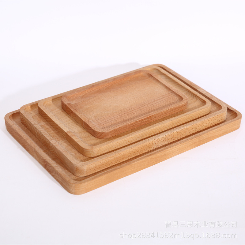 Beech Tray Japanese Style Wooden Plate Wooden Tray Rectangular Cake Pizza Plate Large Small Size Solid Wood Breakfast Plate Wooden Tray