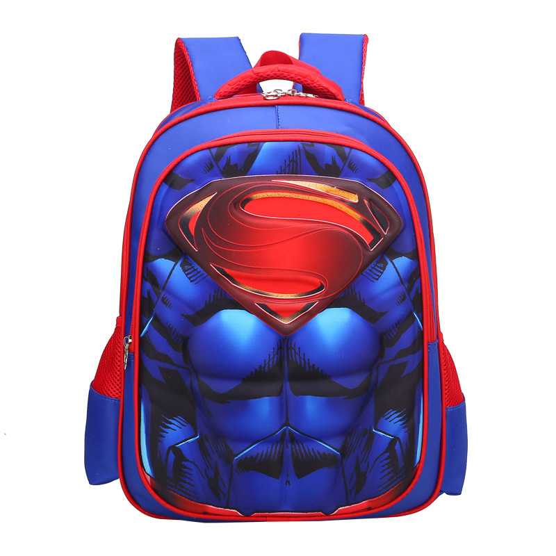 Schoolbag Elementary School Boy Hero Captain 3D Hard Shell Muscle Bat Superman Spine Protection Shoulder Backpack for Children