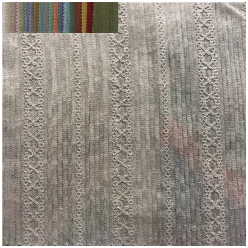 新款现货供应 全棉提花衬衣面料 纱罗提花条纹条子童装