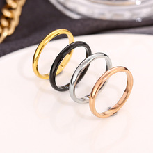日韩外贸简约钛钢素圈光面戒指女情侣戒指对戒细不锈钢指环潮饰品